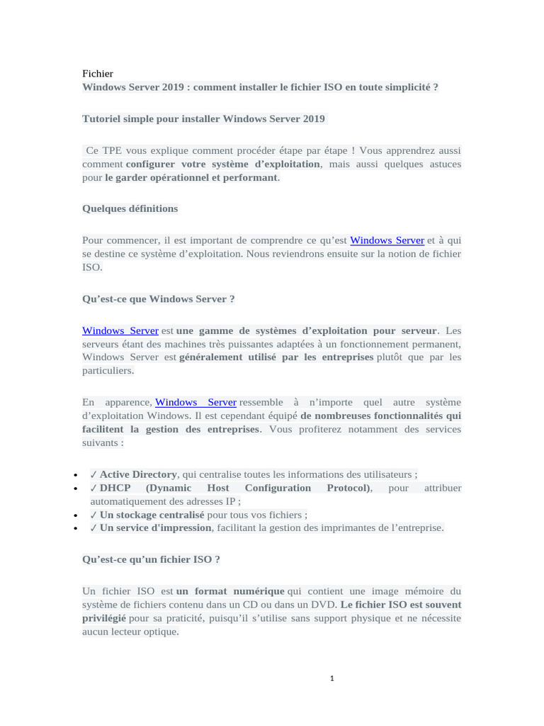 Installer Windows Server 2019 facilement | PDF | Système de noms de ...