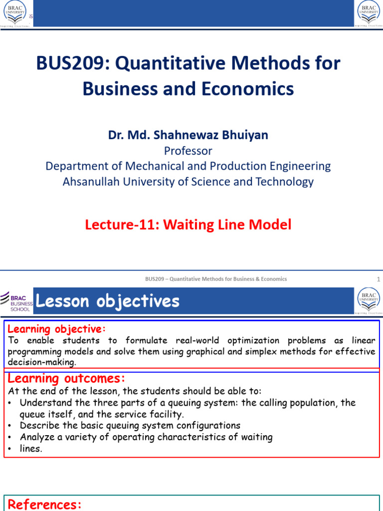 Lecture 10 Waiting Line Model | PDF | Applied Mathematics