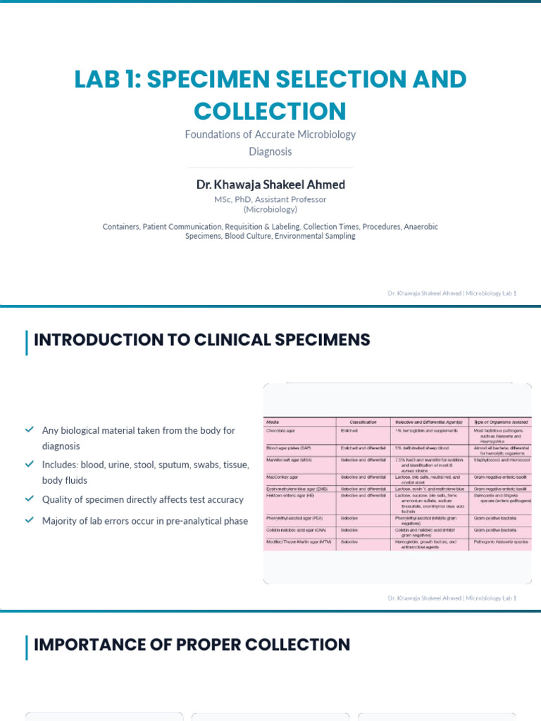 Specimen Collection for Microbiology | PDF | Infection | Microbiology