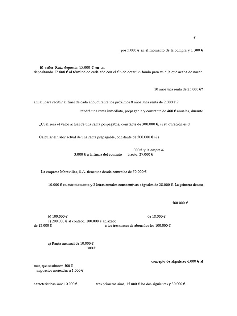 Ejercicios de Valoración de Rentas II | PDF | Interés | Bancario