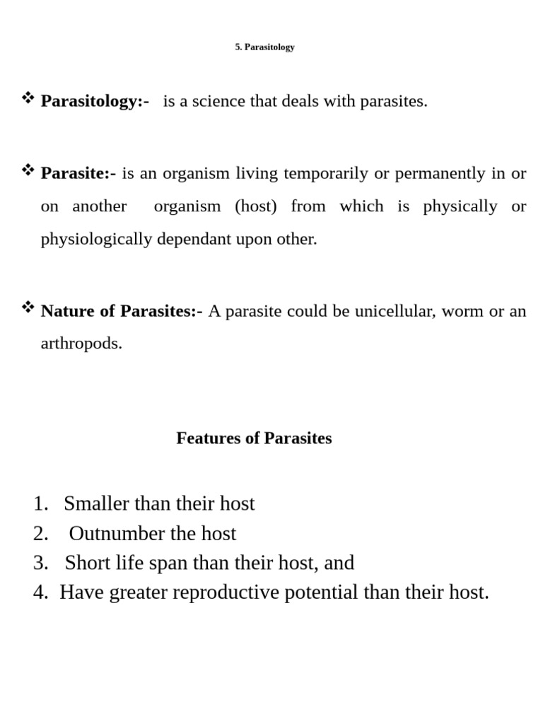 UNIT 5. Parasitology | PDF | Parasitism | Infection