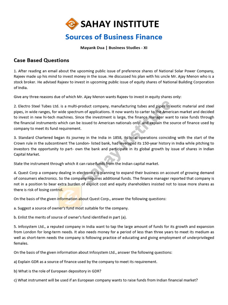 Business Finance Sources Explained | PDF | Dividend | Stocks