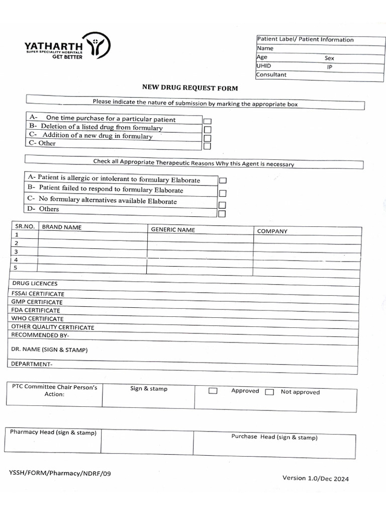 Yatharth Availability Form | PDF