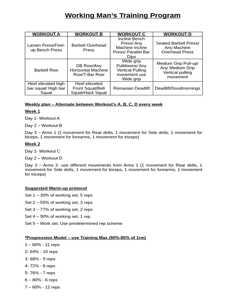 Comprehensive Workout Training Plan | PDF | Management Of Obesity ...