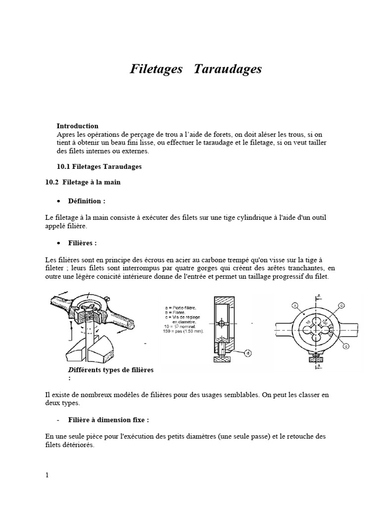 Filetage et Taraudage à la Main | PDF | Vis de fixation | Perçage