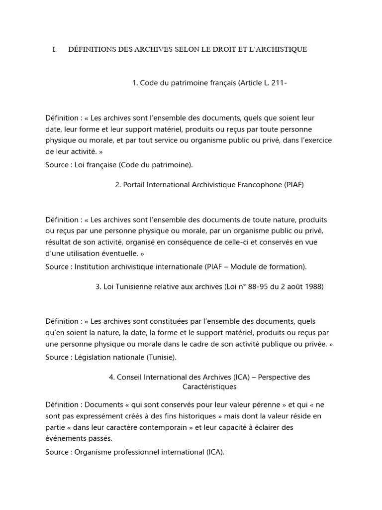 Définitions des Archives et Fonds d'Archives | PDF | Archives