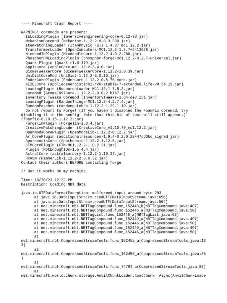 Minecraft 1.12.2 Crash Report Analysis | PDF | Java Virtual Machine ...