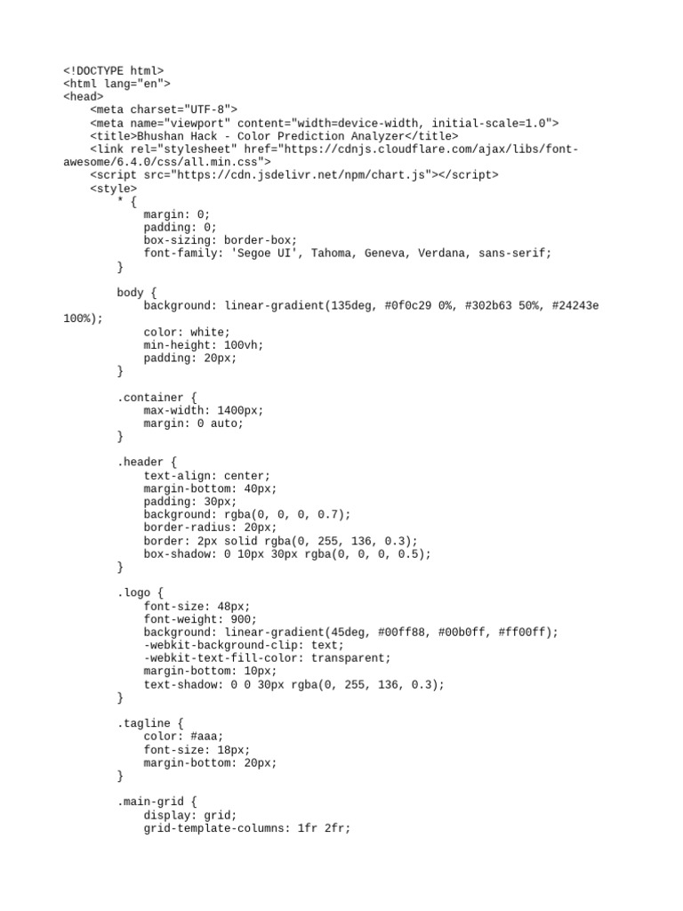 Color Prediction Analysis Tool | PDF