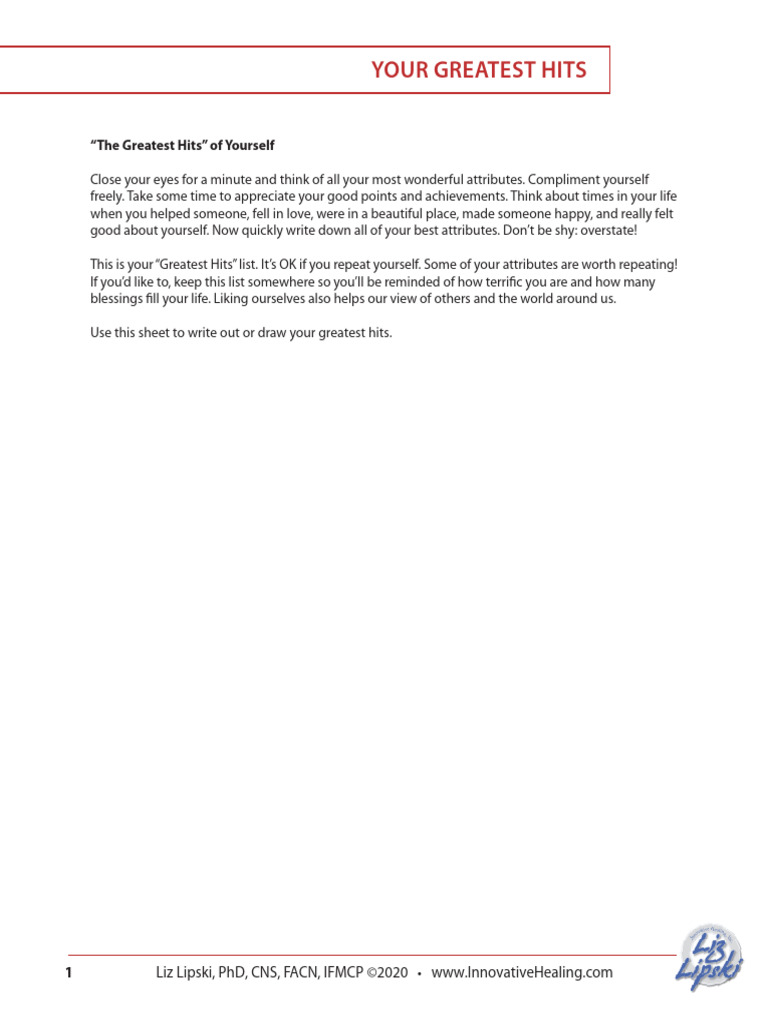 Create Your Personal Greatest Hits List | PDF