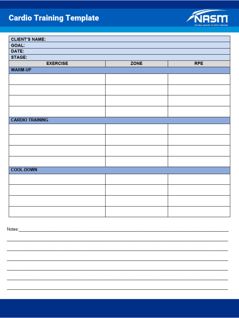 Cardio Training Template for Clients | PDF