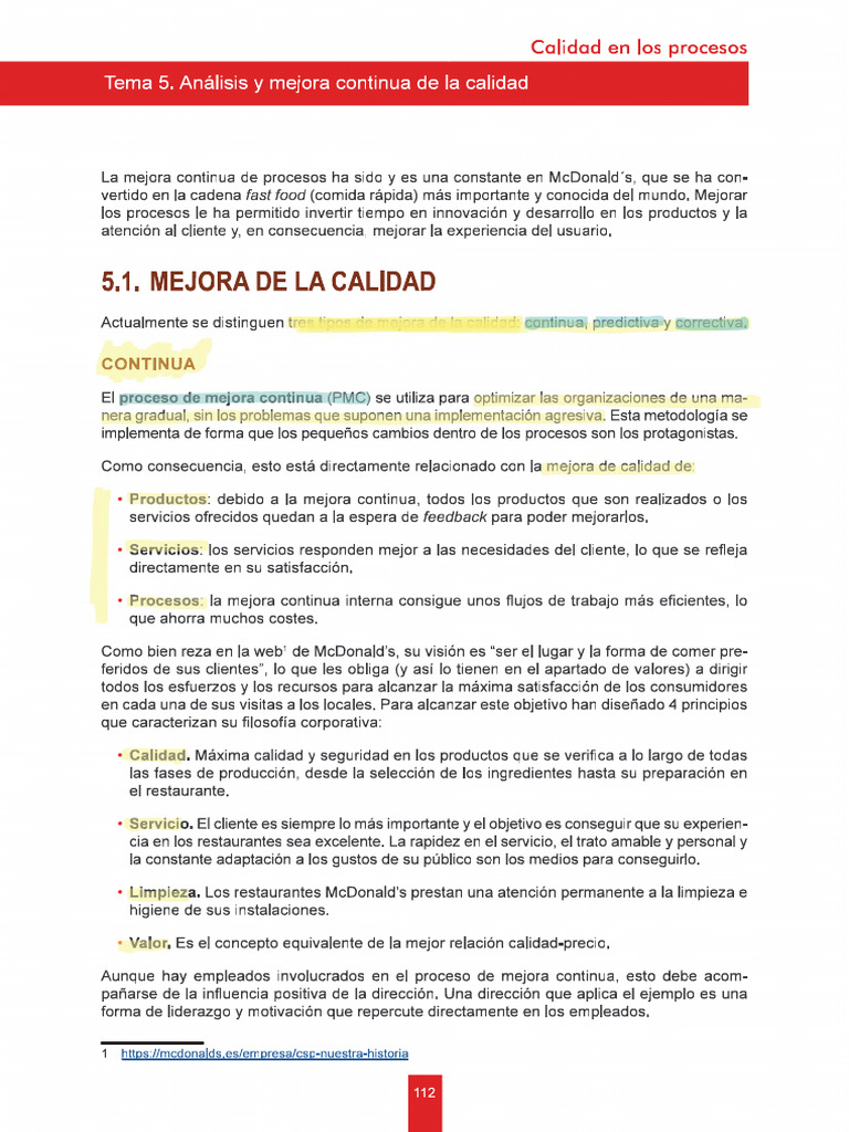 Mejora Continua de Calidad en McDonald's | PDF | Lean Manufacturing ...