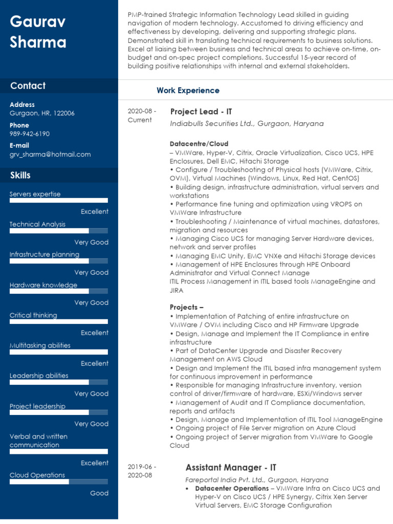 Gaurav_Sharma_Resume | PDF | Hyper V | Virtualization