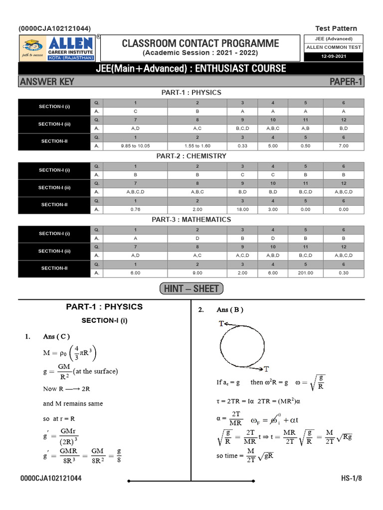 Solution Report 44156087 711 | PDF | Physics