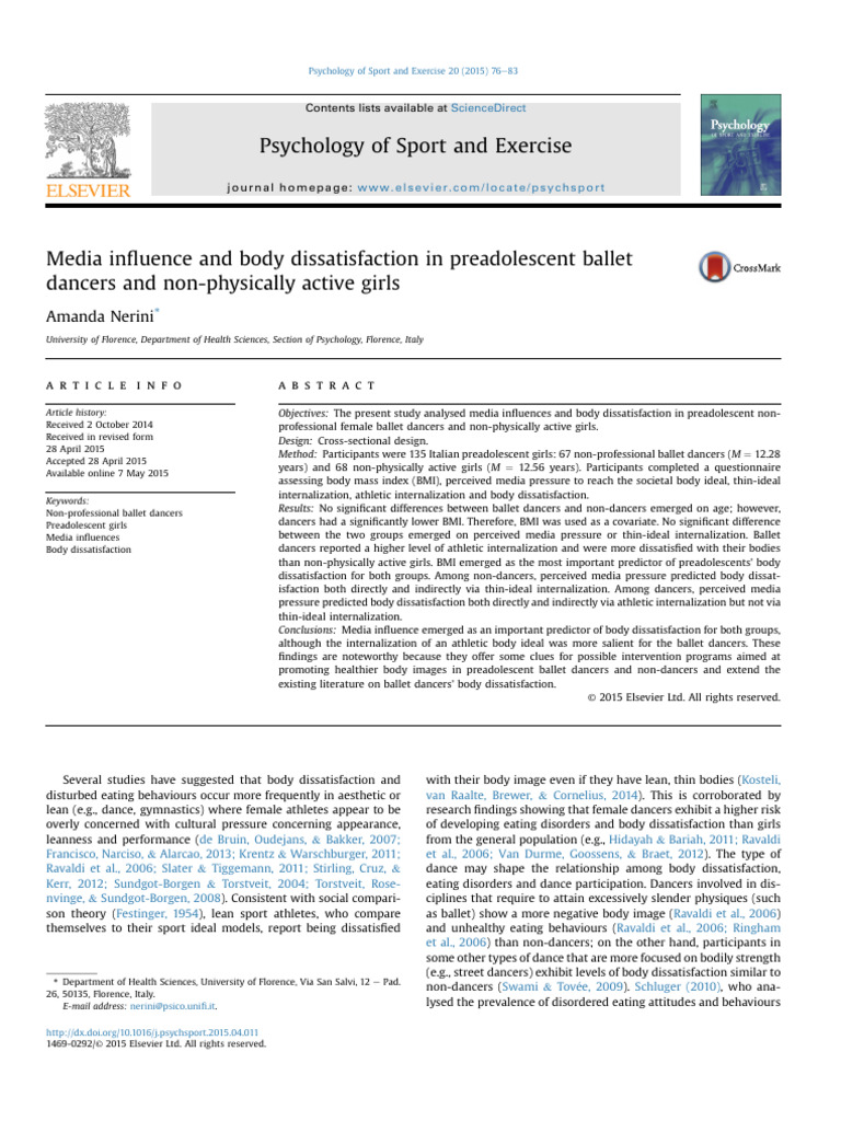 Media Influence on Body Image in Ballet Dancers | PDF | Body Image ...