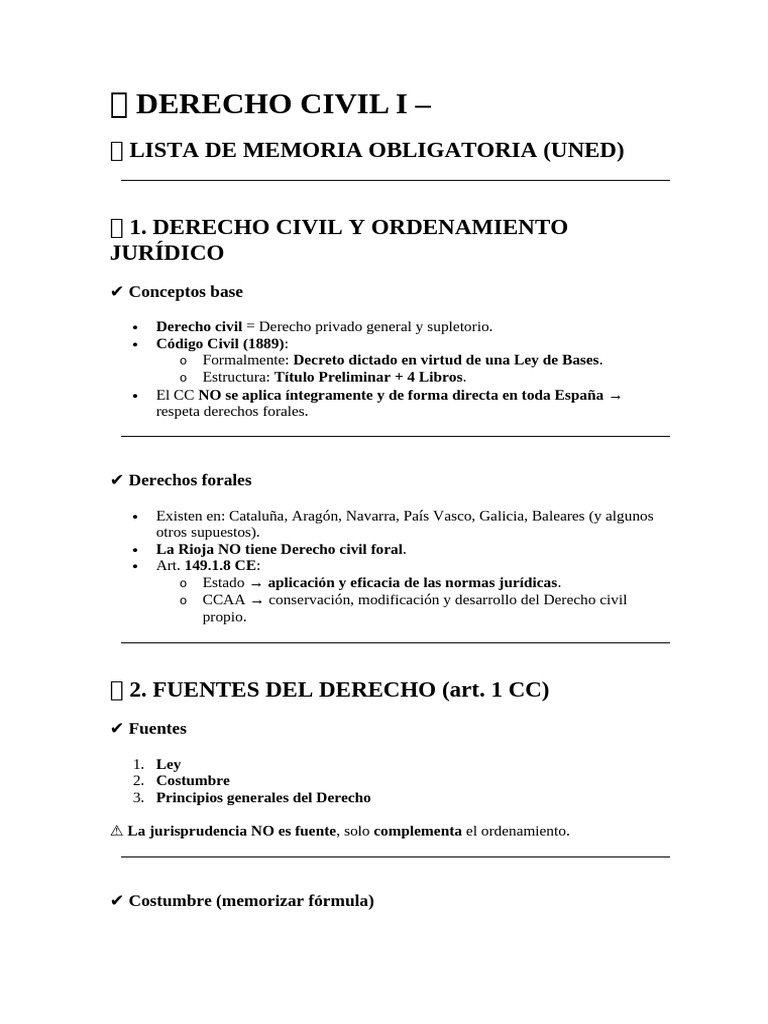 Derecho Civil I: Conceptos Clave y Fuentes | PDF | Caso de ley | Bienes ...