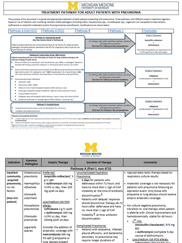 Pneumonia Treatment Pathway 1708901199 | PDF | Pneumonia | Methicillin ...
