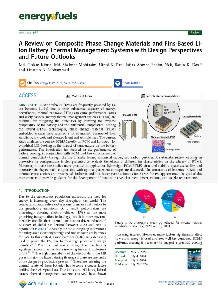 A Review on Composite Phase Change Materials and Fins Based Li Ion ...