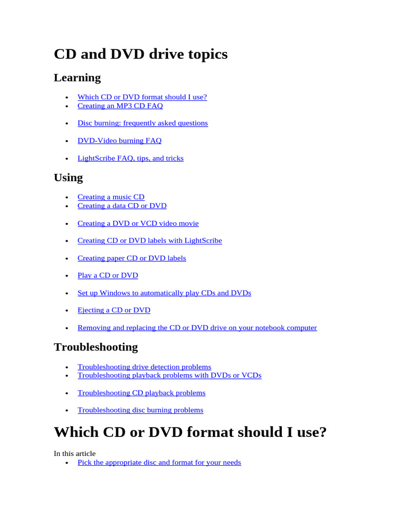 CD and DVD Drive Usage Guide | PDF | Compact Disc | Computer File