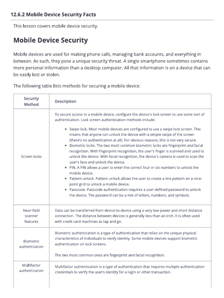 Mobile Device Security Facts | PDF