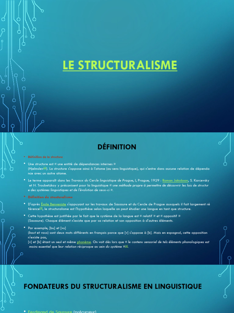 Introduction au structuralisme linguistique | PDF | Linguistique