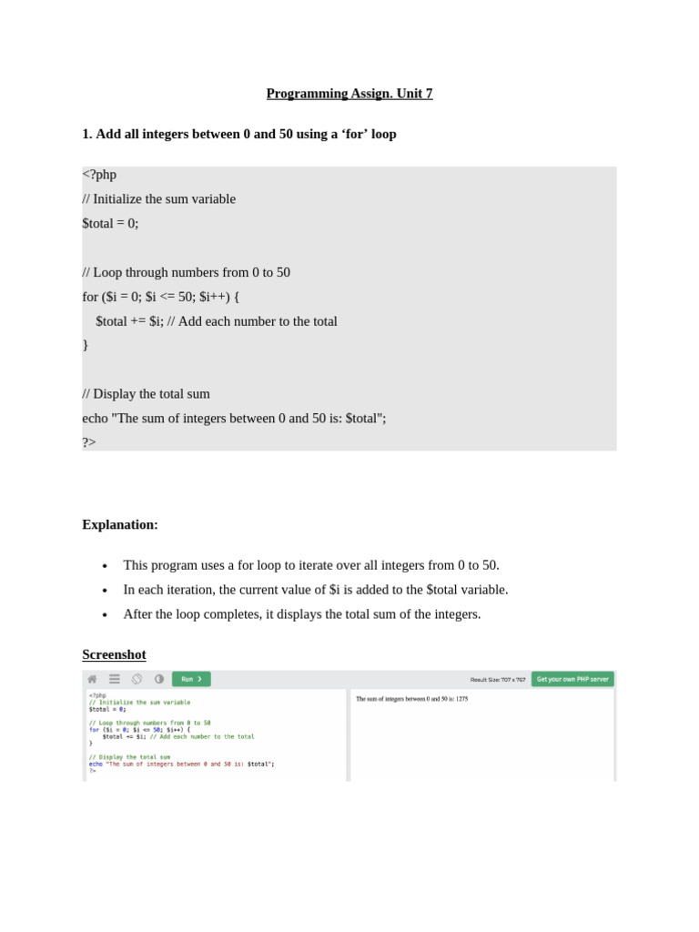 Programming Assign Unit 7 | PDF