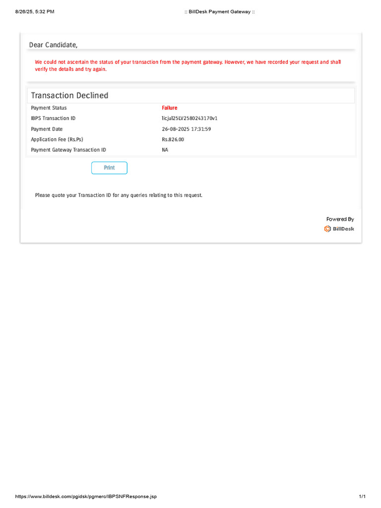 Payment Transaction Declined Notice | PDF