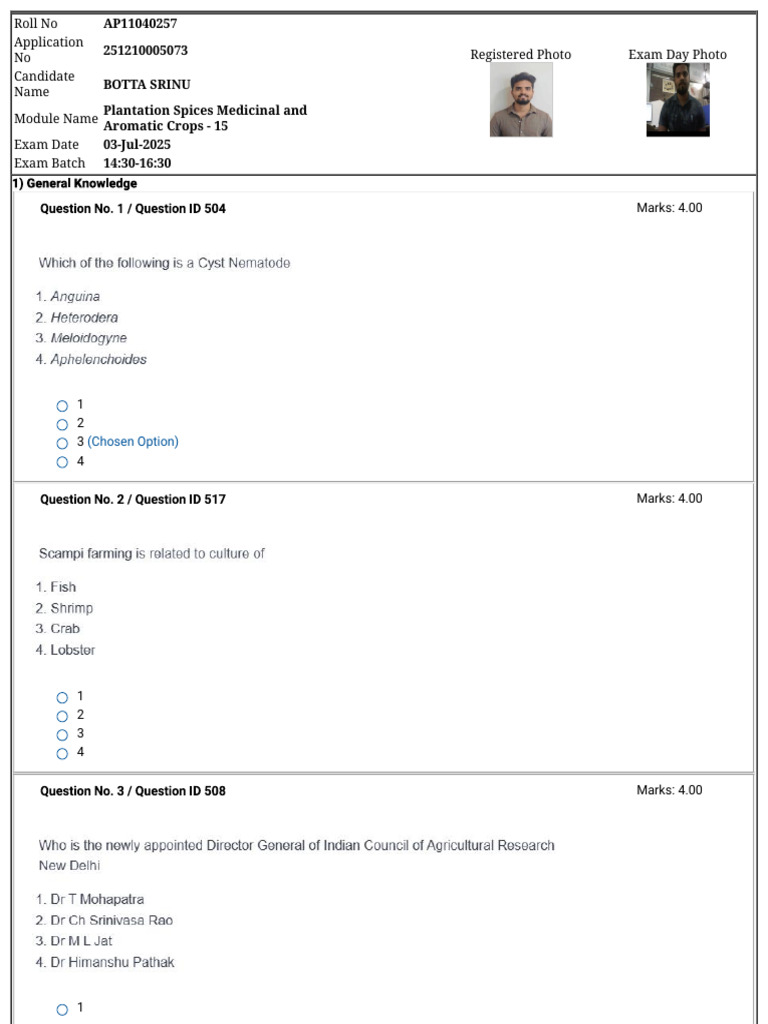 SRF.2025 Response Sheet | PDF
