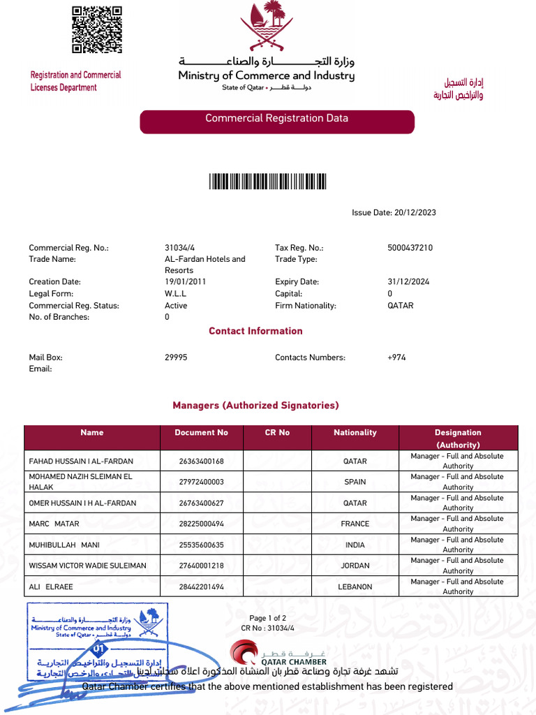 qatar-commercial-registration-for-al-fardan-hotels-pdf-foods