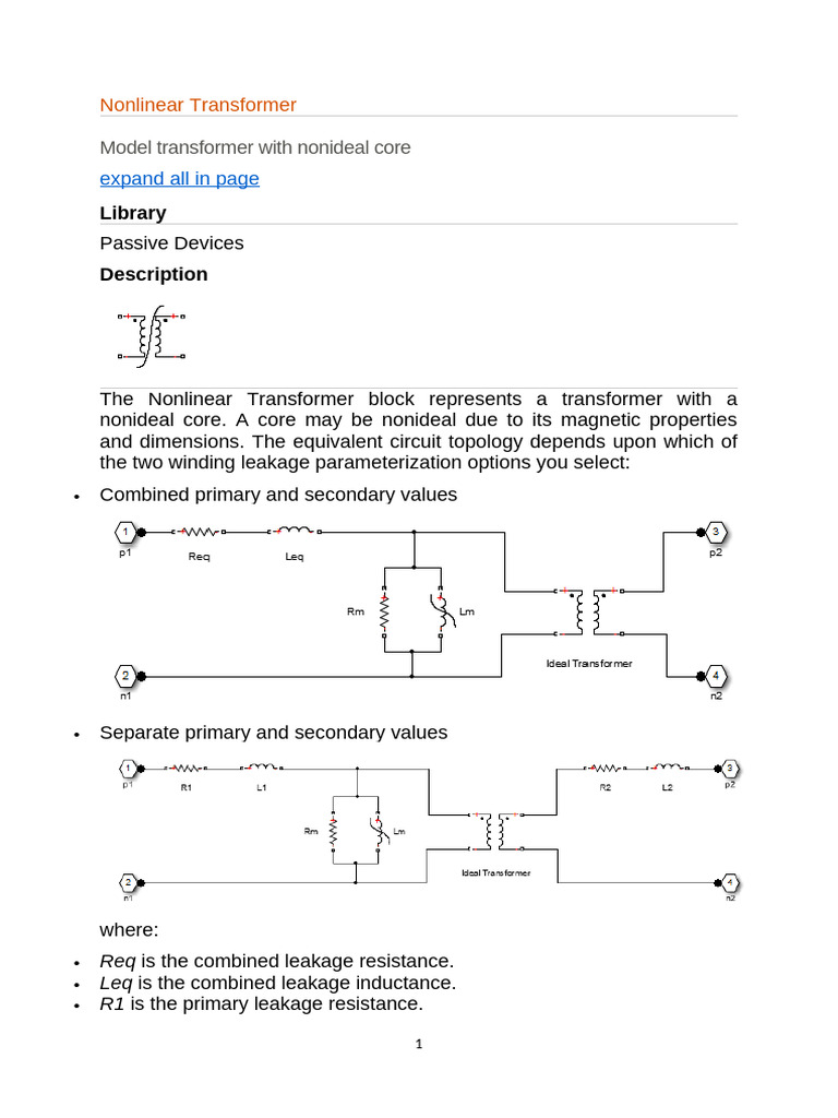 Nonlinear Transformer Model Overview | PDF | Power Electronics ...
