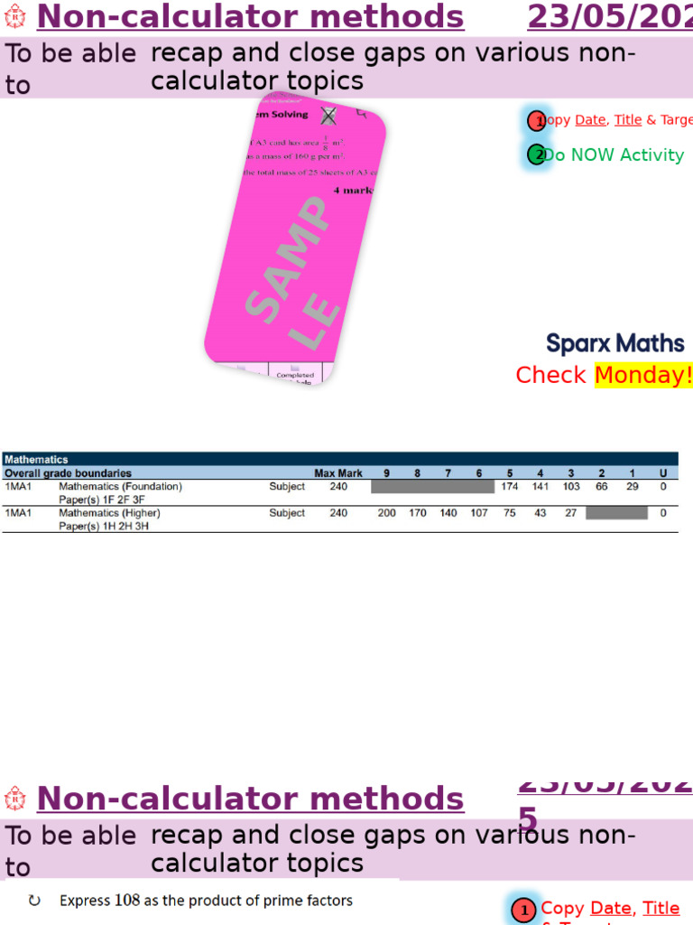 Non-Calculator Math Methods Recap | PDF | Numbers | Rational Number