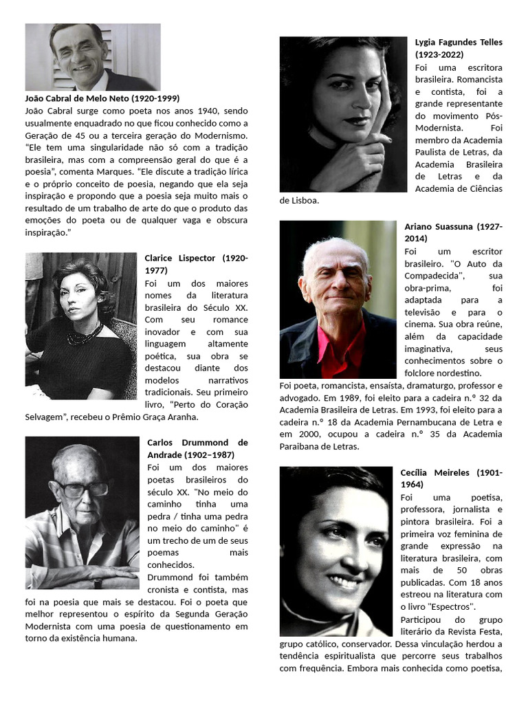 Principais Autores da Literatura Brasileira | PDF | Poesia | As artes