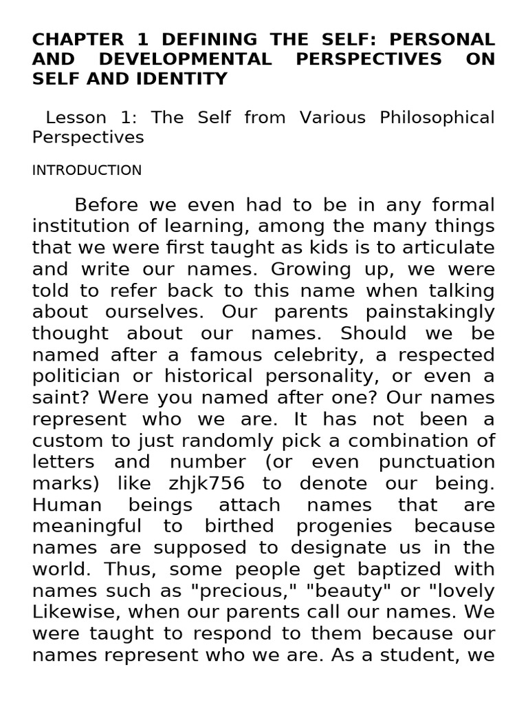 Understanding Self and Identity Concepts | PDF