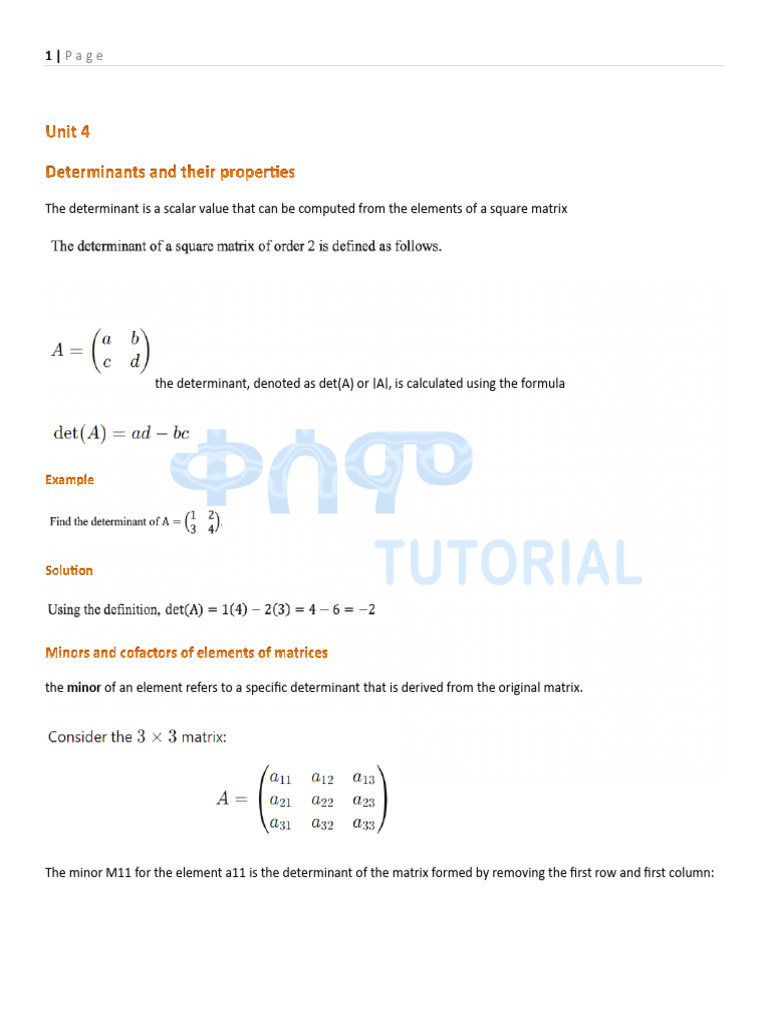 Determinants and Their Properties Explained | PDF | Determinant ...