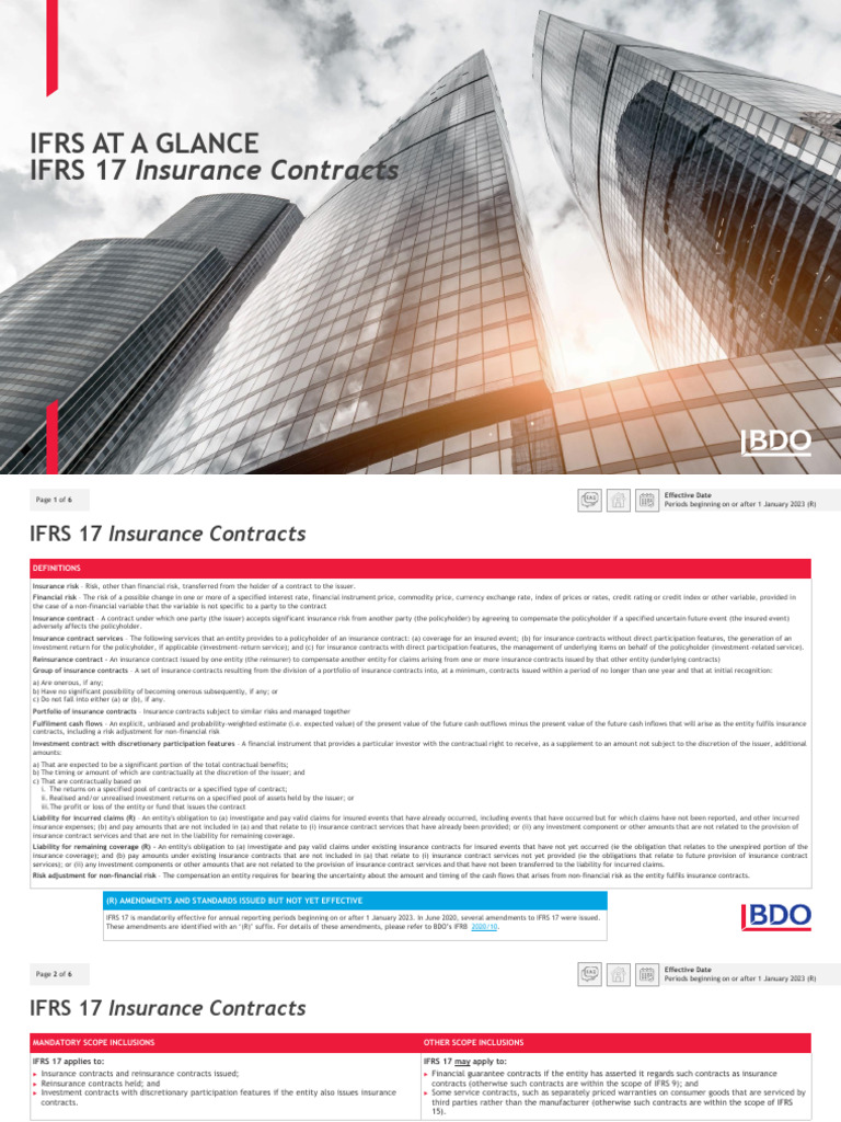 Overview of IFRS 17 Insurance Contracts | PDF | Insurance | Reinsurance