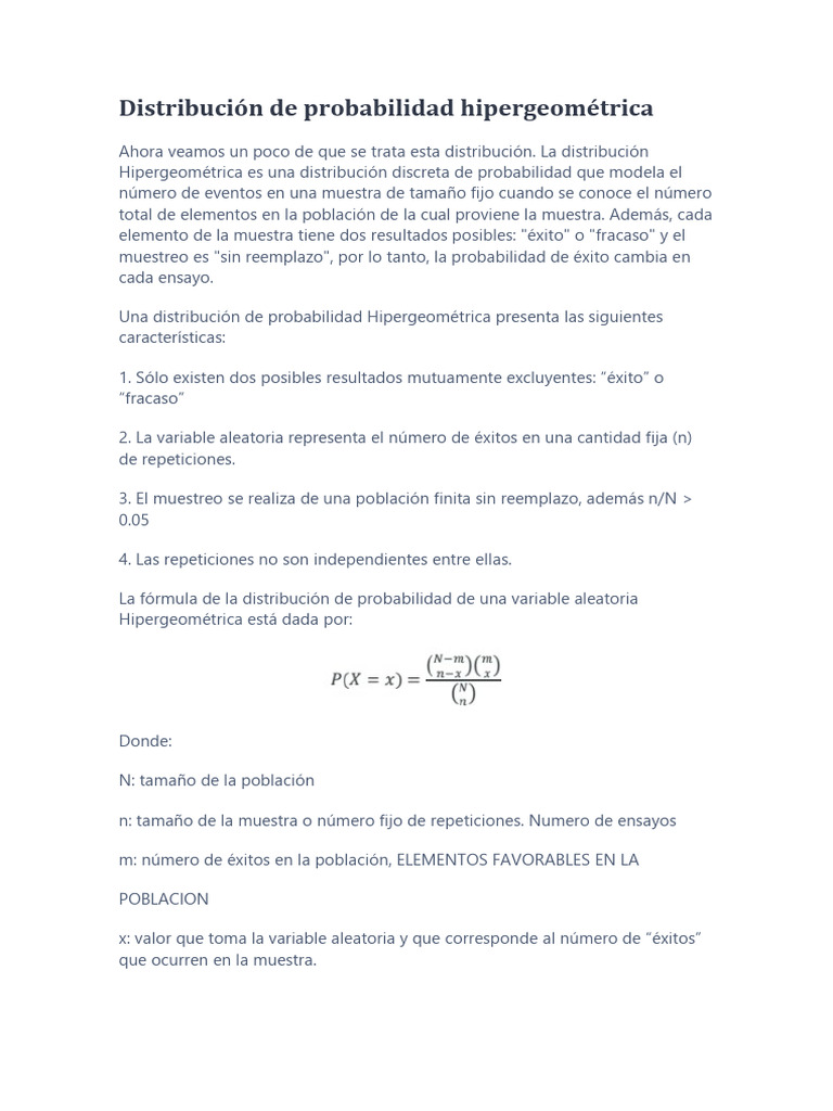 Tema - 5 - Distribución de Probabilidad Hipergeométrica | PDF ...