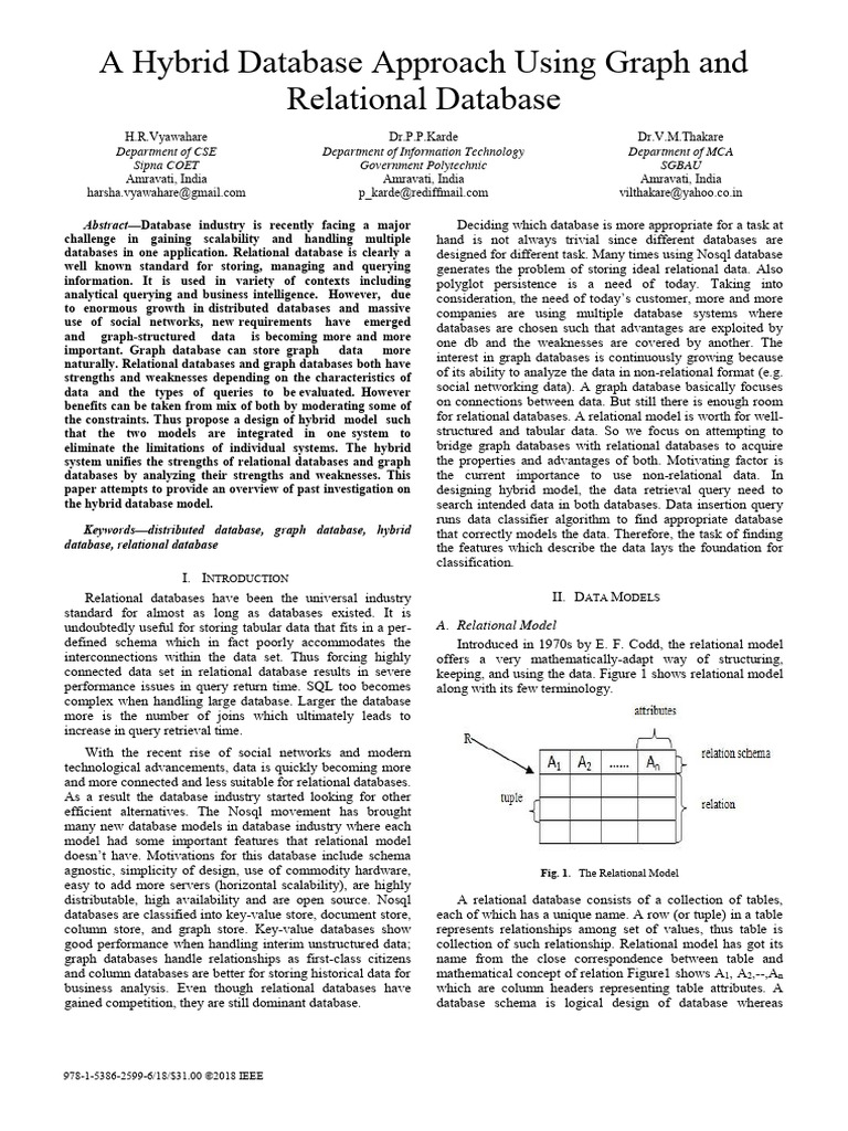 Hybrid Graph and Relational Database Model | PDF | Databases | No Sql