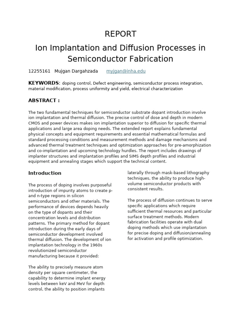 Ion Implantation in Semiconductor Fabrication | PDF | Doping ...