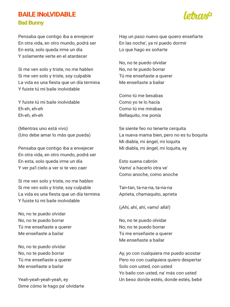 Baile Inolvidable: Amor y Recuerdos | PDF