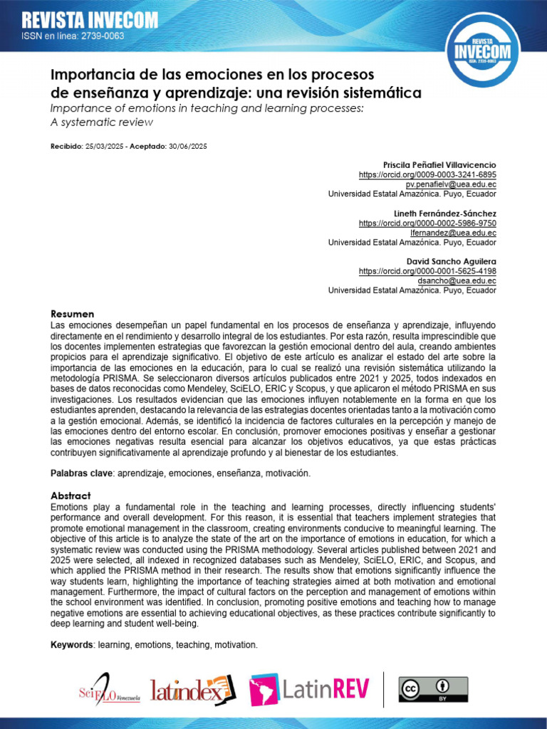 Emociones en enseñanza y aprendizaje | PDF | Las emociones | Aprendizaje