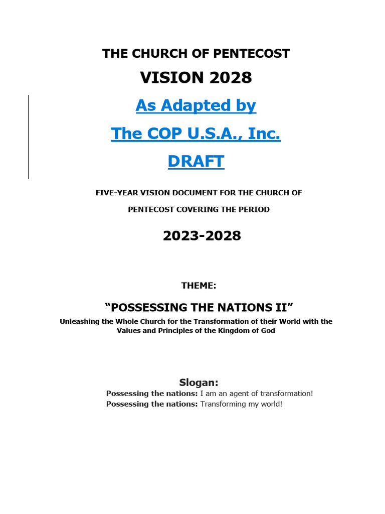 Church of Pentecost Vision 2028 Plan | PDF | Disciple (Christianity ...