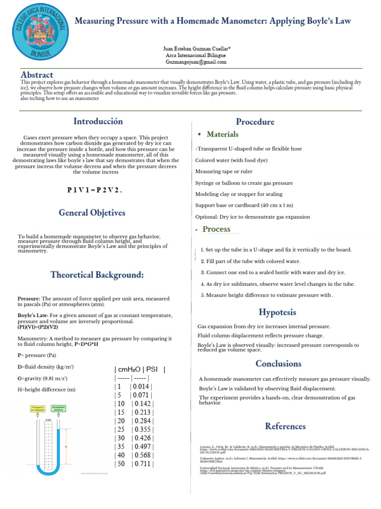 Homemade Manometer for Boyle's Law | PDF | Pressure | Gases