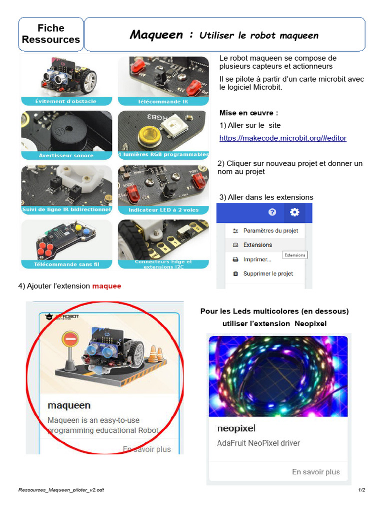 Guide de pilotage du robot Maqueen | PDF