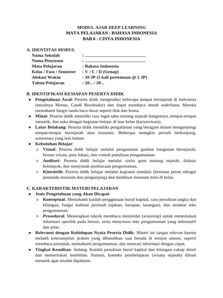Modul Ajar Deep Learning Bahasa Indonesia | PDF