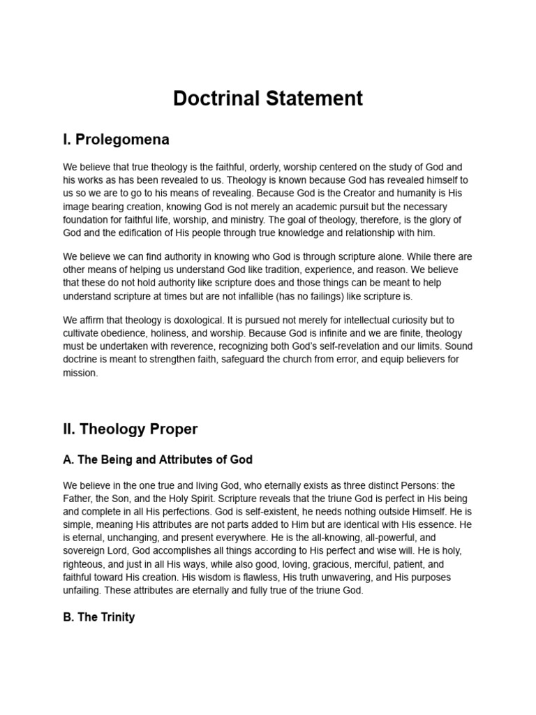 Doctrinal Statement on Theology and Scripture | PDF | God The Father ...