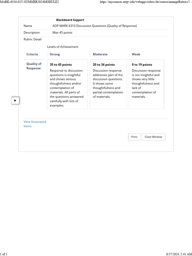 Discussion Question Rubric | PDF