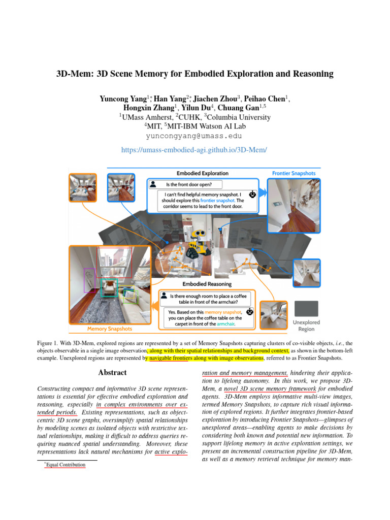 3DMem 3D Scene Memory for Embodied Exploration and Reasoning ...