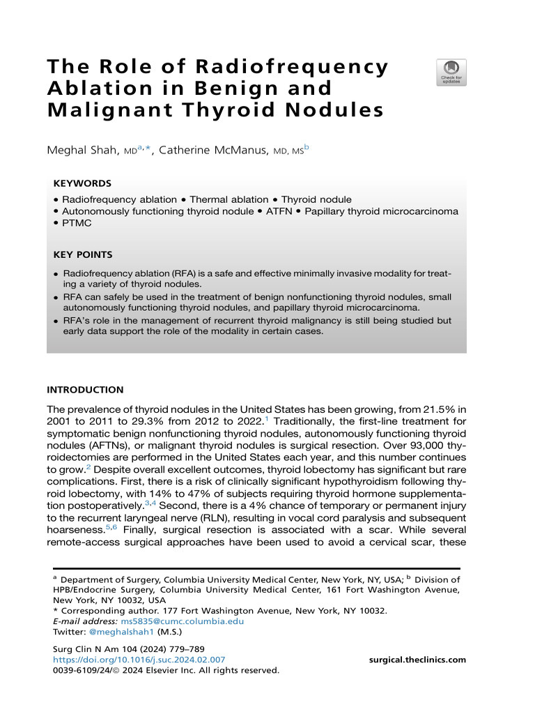 RFA for Thyroid Nodules: Benefits & Techniques | PDF | Thyroid ...
