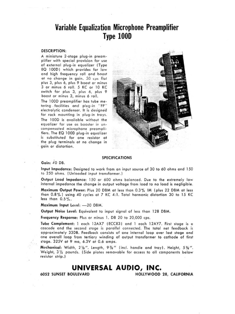 Ua 100D | PDF