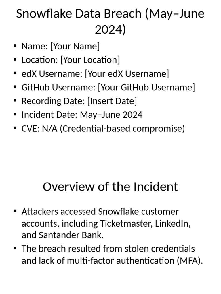 Snowflake Data Breach Overview 2024 | PDF