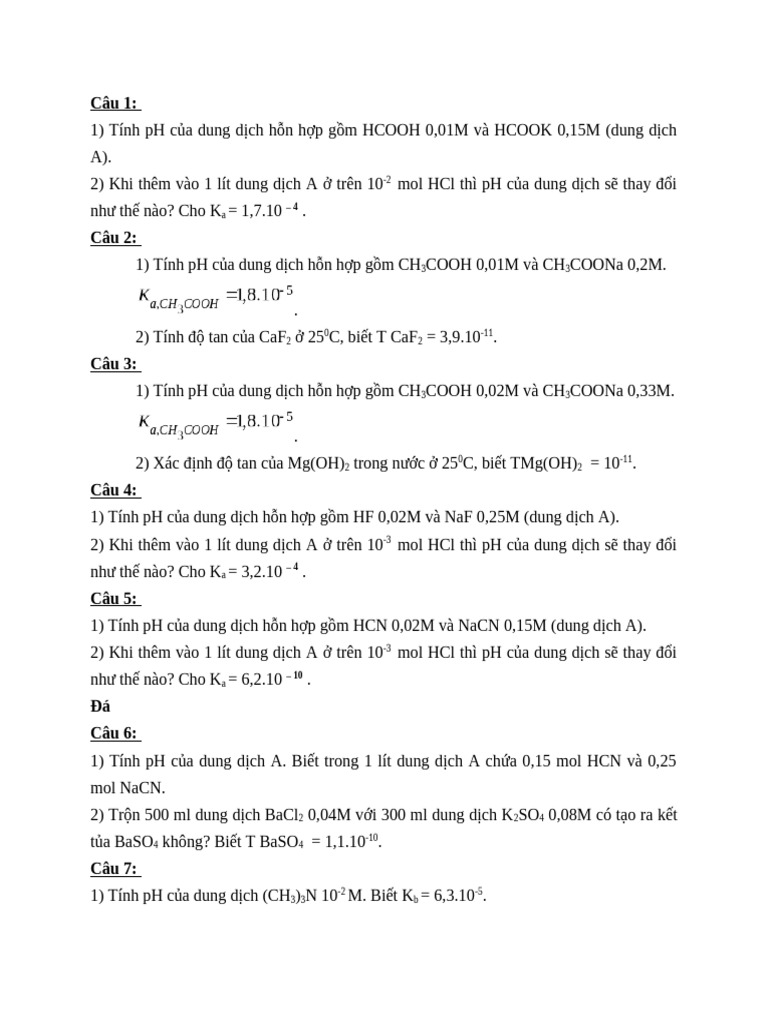 BT Chương 2 2025 | PDF